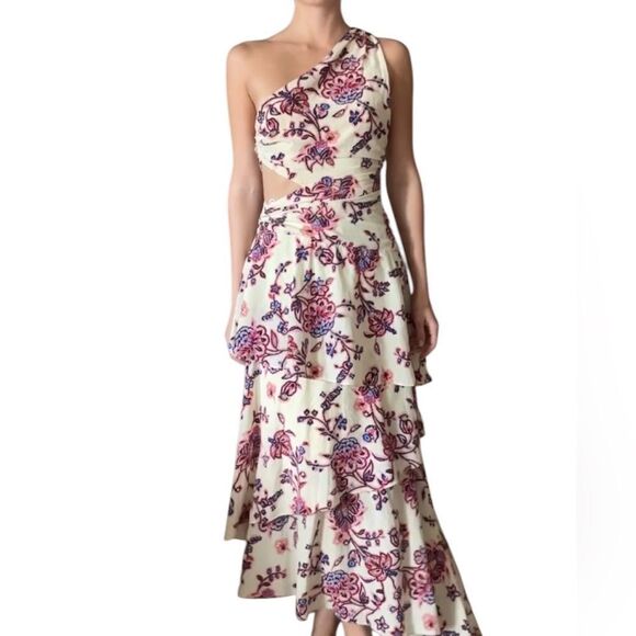 A.L.C. Yolanda Maxi Cream Dress Asymmetrical Size XS - Picture 3 of 13